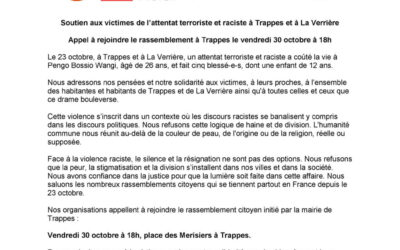 Soutien aux victimes de l’attentat terroriste et raciste à Trappes et à La Verrière